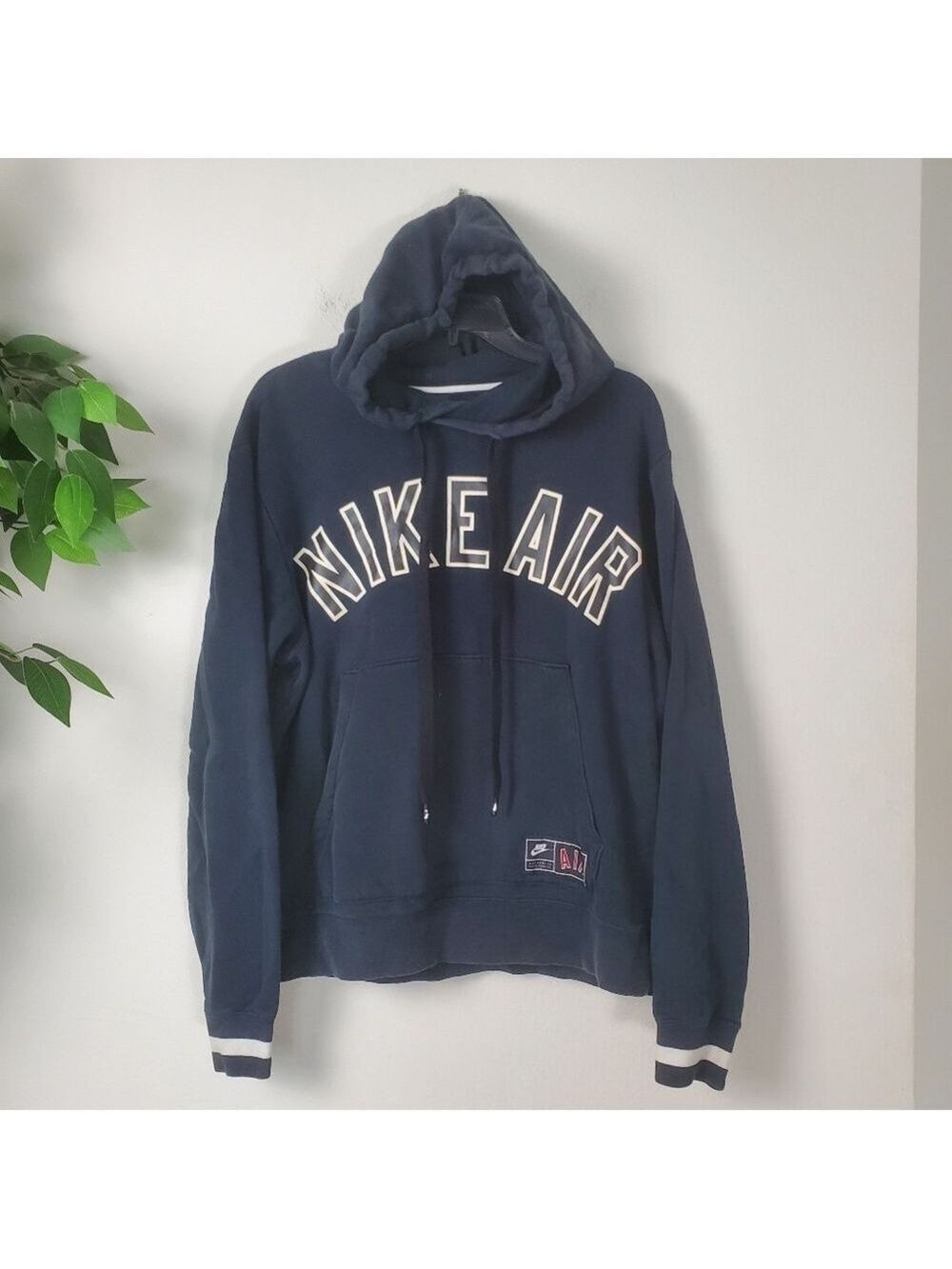 Vintage Nike Air Spellout Logo Y2K Hoodie Black Size Small
